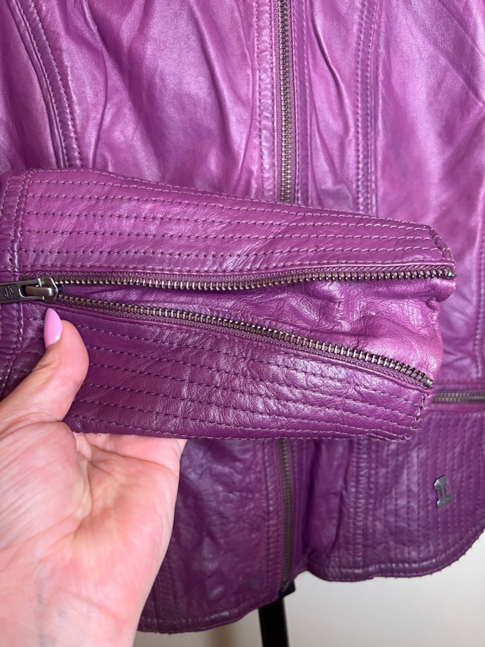 Harley Davidson‎ Purple Leather Moto Jacket Studded Small - Picture 9 of 16